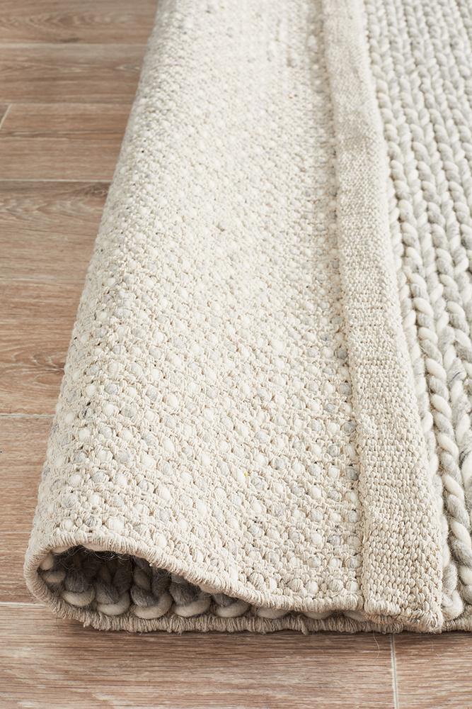 Studio Helena Woven Wool Rug Grey White - ICONIC RUGS
