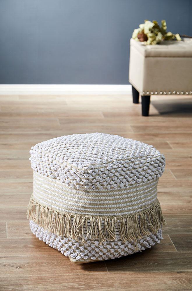 ICONIC RUGS 503 White Ottoman - ICONIC RUGS