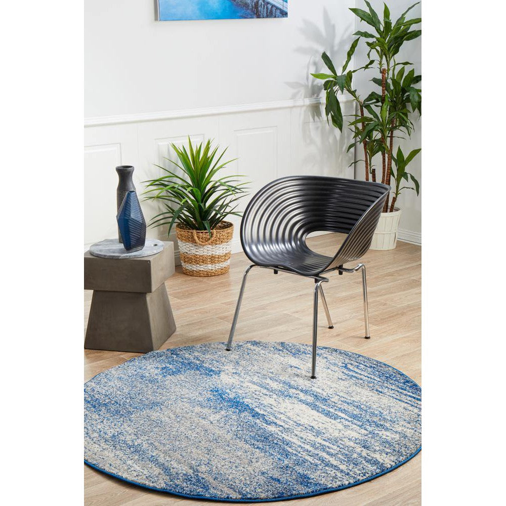 Optica Casandra Dunescape Modern Blue Grey Round Rug