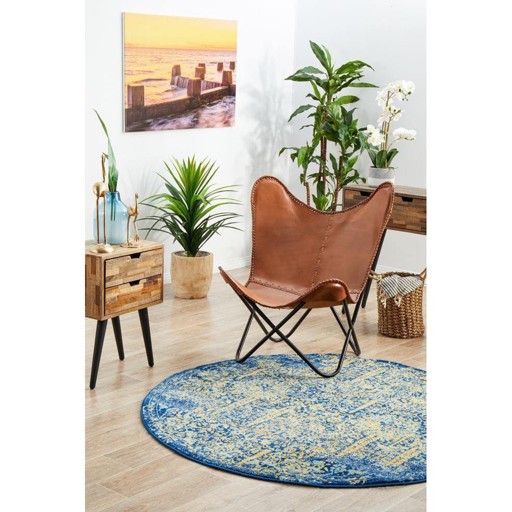 Perth Royal Blue Round Rug