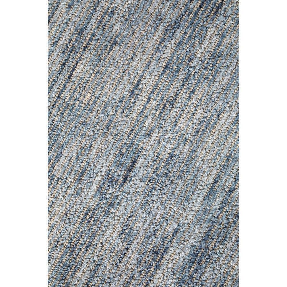 Allie Indigo Cotton Rayon Rug featuring striped ribbed pattern in indigo blue and grey on light background