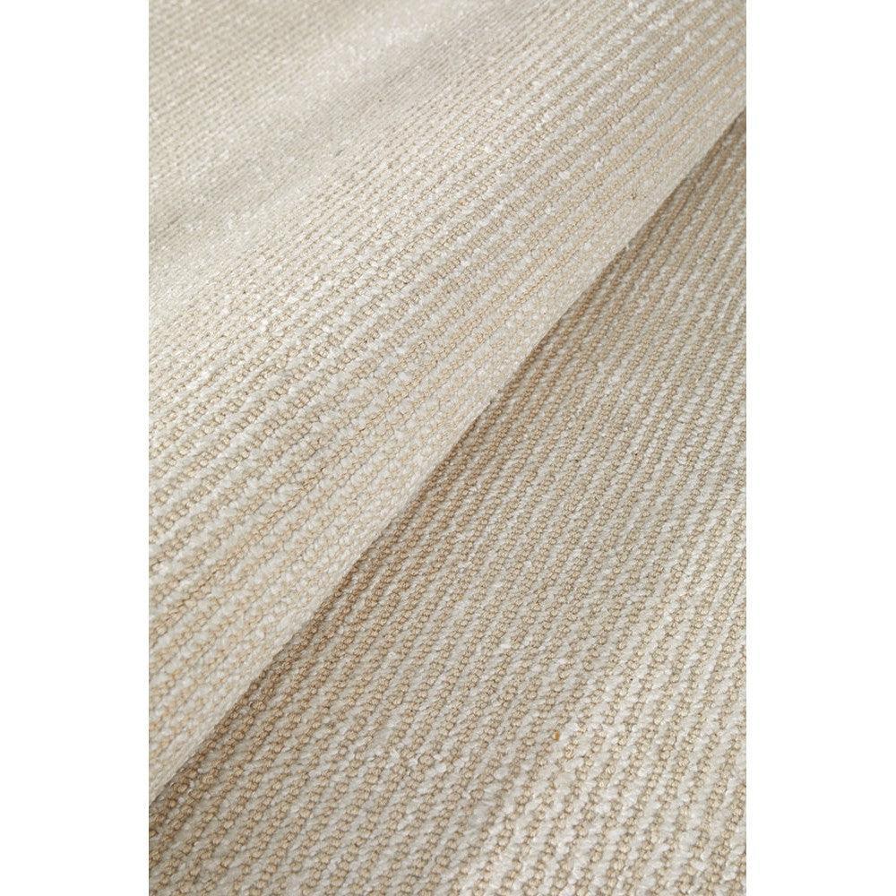 Allie Ivory Cotton Rayon Rug featuring ribbed solid pattern in ivory, cream and beige on ivory background, machine-woven cotton–rayon