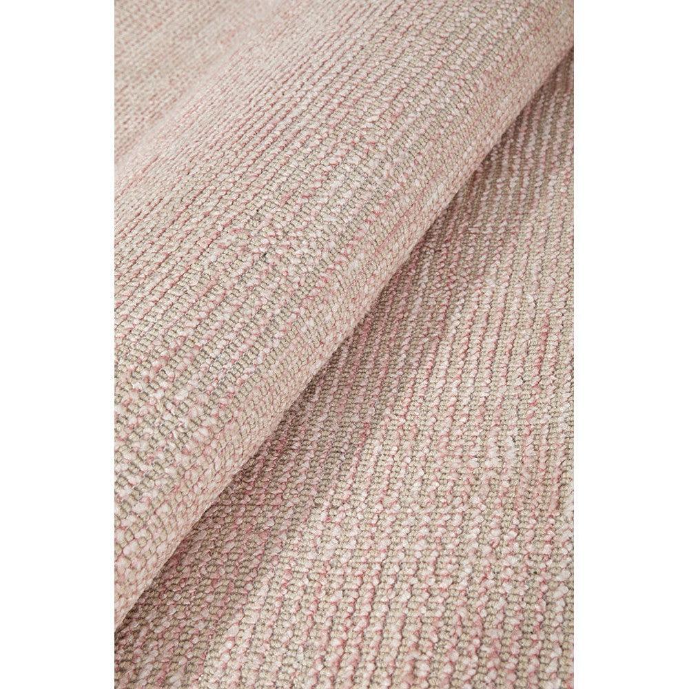 Allie Rose Cotton Rayon Rug featuring textured striped pattern in rose pink, blush and cream on cream, woven cotton-rayon