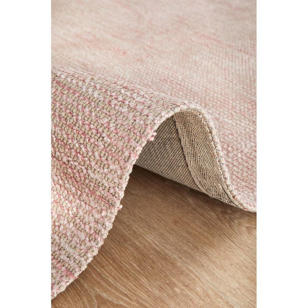 Allie Rose Cotton Rayon Rug featuring soft pink boucle texture in blush on ivory background, hand-tufted cotton-rayon blend