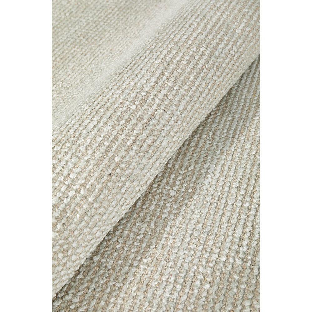 Allie Sky Cotton Rayon Rug featuring textured striped pattern in ivory, cream and beige on soft cream background, woven cotton–rayon