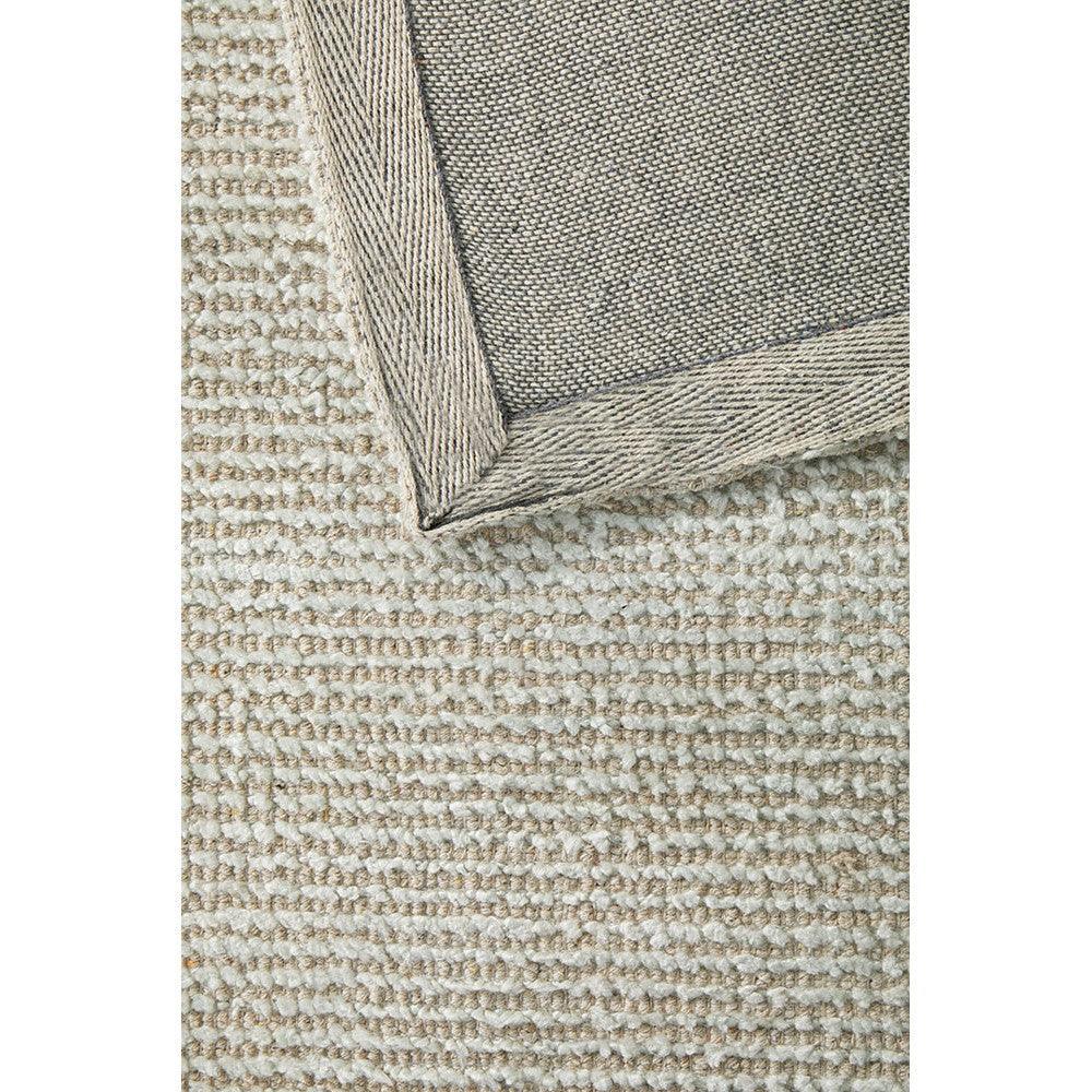 Allie Sky Cotton Rayon Rug featuring boucle texture in cream, taupe and grey on ivory background, machine-woven cotton-rayon blend