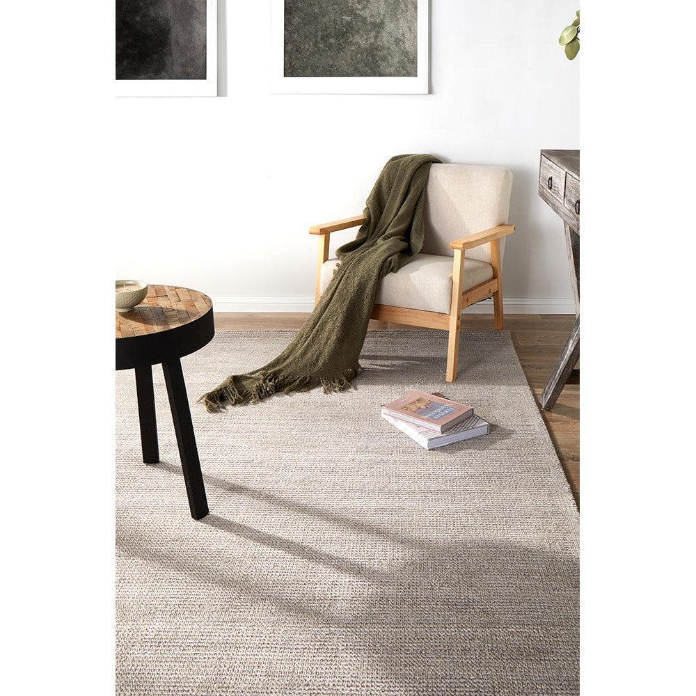 Allie Stone Cotton Rayon Rug from Rug Culture Allure Collection featuring textured solid beige in stone and cream tones
