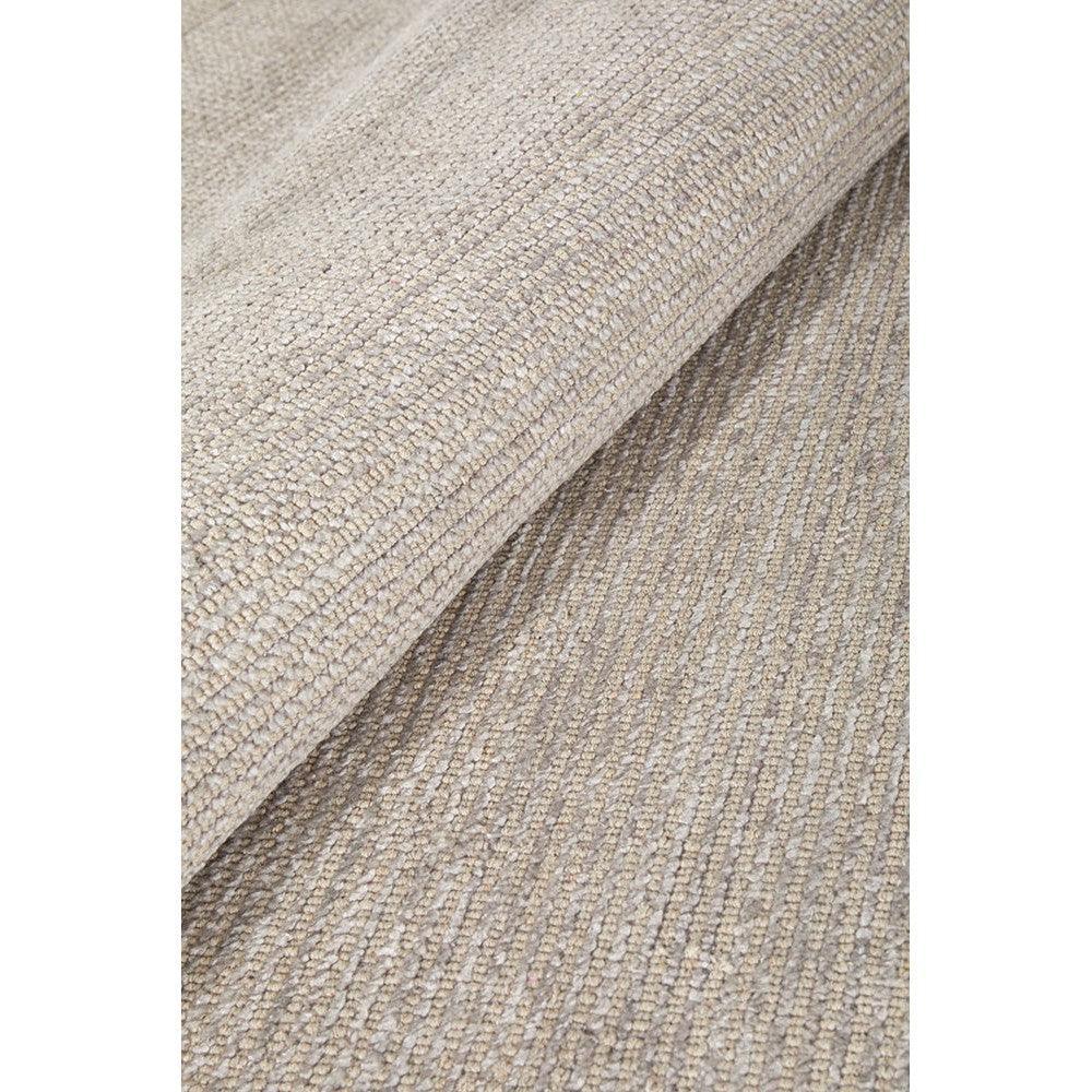 Allie Stone Cotton Rayon Rug featuring textured ribbed weave in beige, taupe and ivory on cream background, handcrafted cotton–rayon