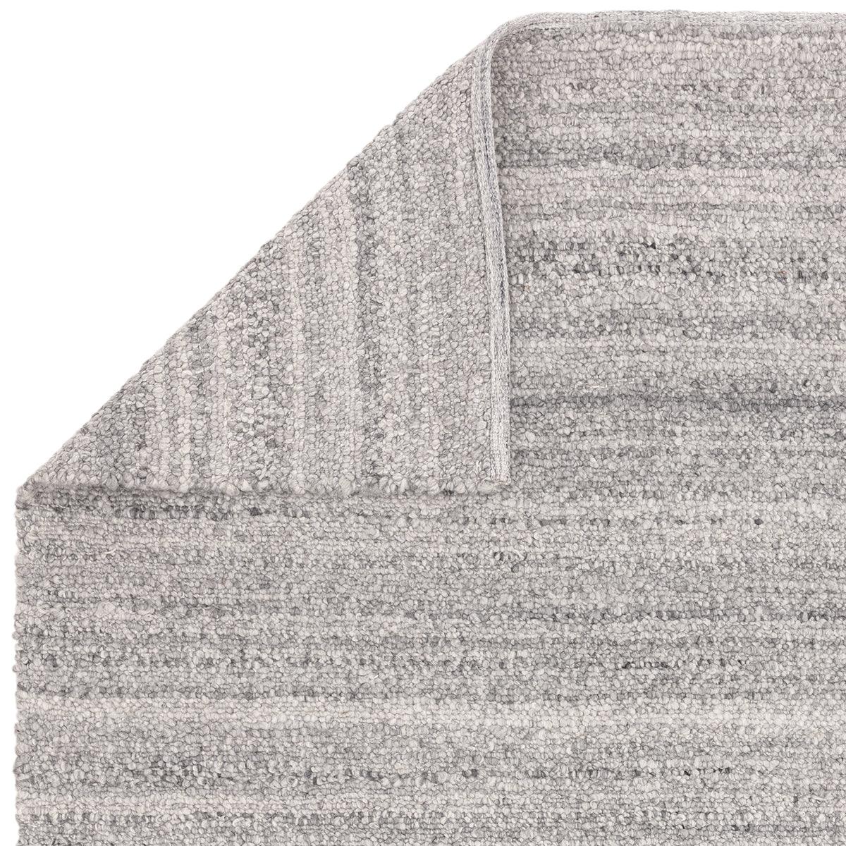 Asiatic Abbus Steel Designer Rug featuring striped pattern in steel, slate grey and light grey on white hand-tufted wool