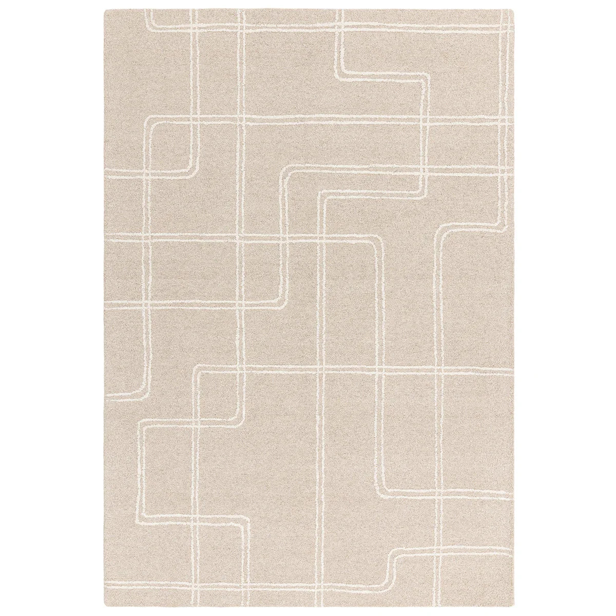 Asiatic Ada Sand rectangle rug styled in a living room