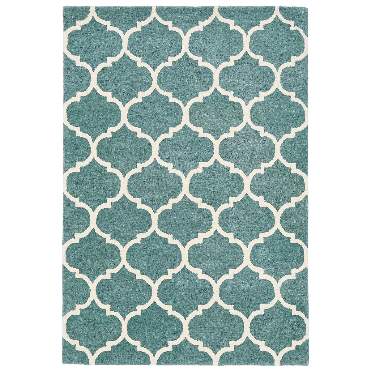 Asiatic Albany Ogee Duck Egg rectangle rug styled in a living room