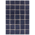 Asiatic Albany Grid Marine rectangle rug styled in a living room