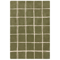 Asiatic Albany Grid Olive rectangle rug styled in a living room