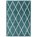 Asiatic Albany Diamond Teal rectangle rug styled in a living room