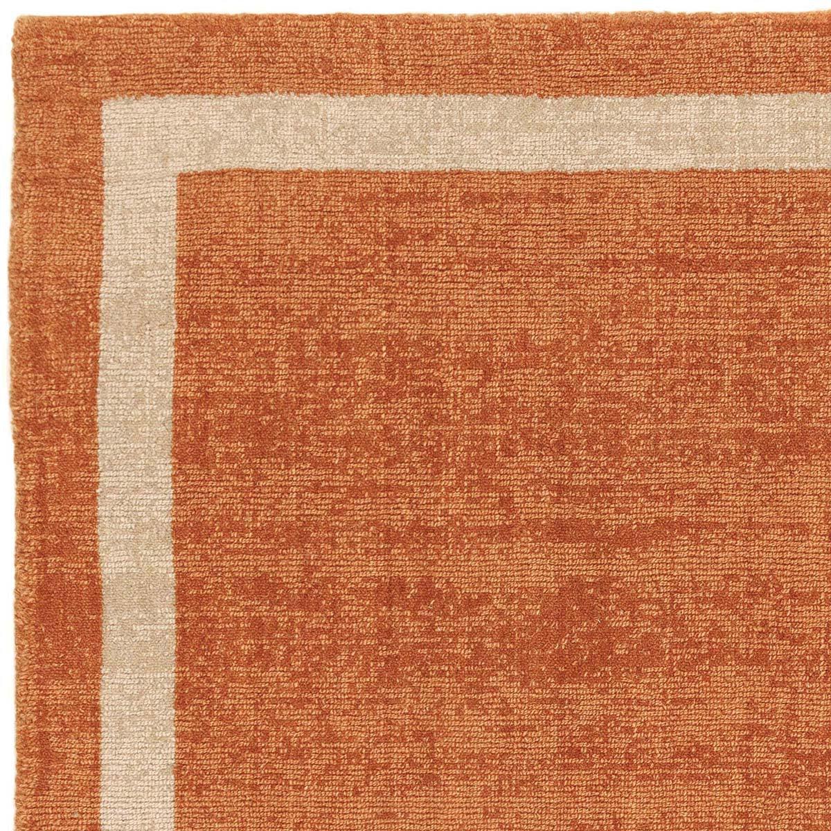 Asiatic Albi Orange Runner featuring border-frame design in cream, beige and burnt orange on orange field, tufted wool