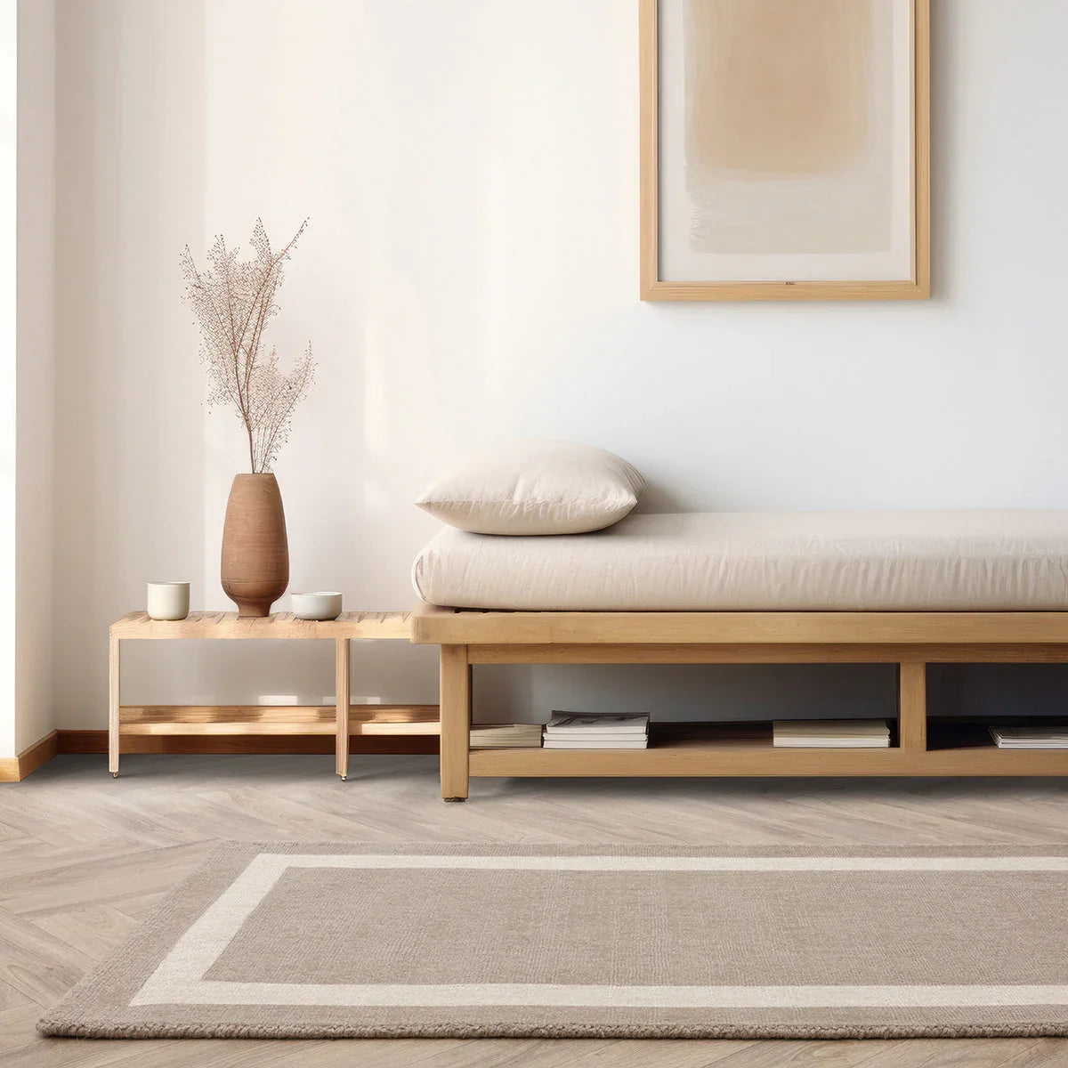 Asiatic Albi Sand Runner Designer Rug featuring solid design in sand, beige and cream on cream background, hand-tufted wool