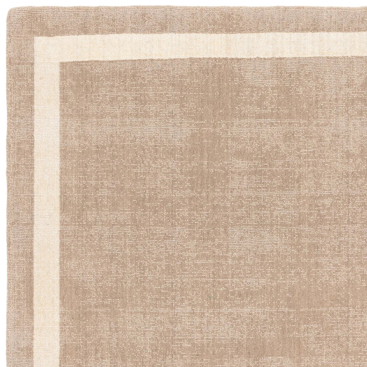 Asiatic Albi Sand Runner Rug featuring bordered design in sand, cream and taupe on sand background, tufted wool