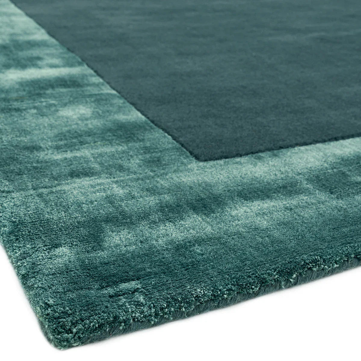 Asiatic Ascot Aqua Blue Designer Rug featuring colour-block design in aqua, teal and turquoise on white, hand-tufted wool