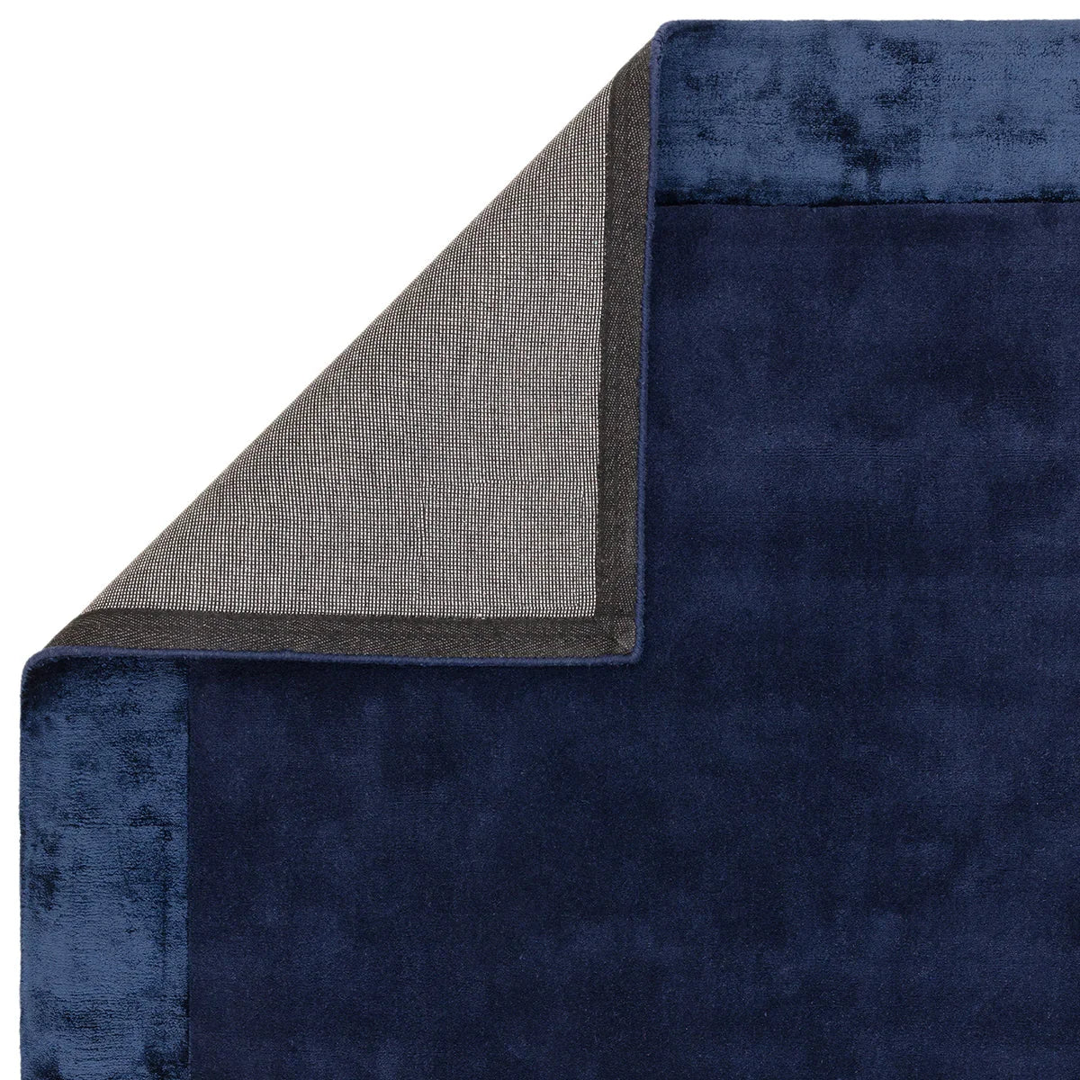 Asiatic Ascot Navy Designer Rug featuring solid velvet blocks in navy blue, royal blue and indigo on cream, tufted wool