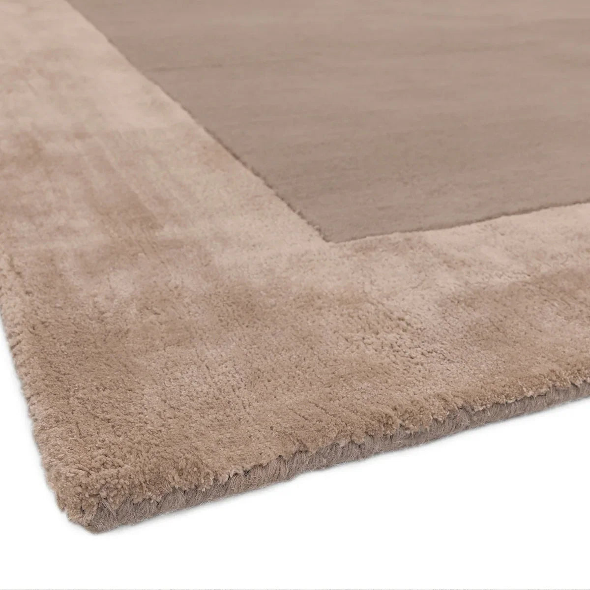 Asiatic Ascot Sand Designer Rug featuring geometric block design in sand and taupe on white, machine-woven wool
