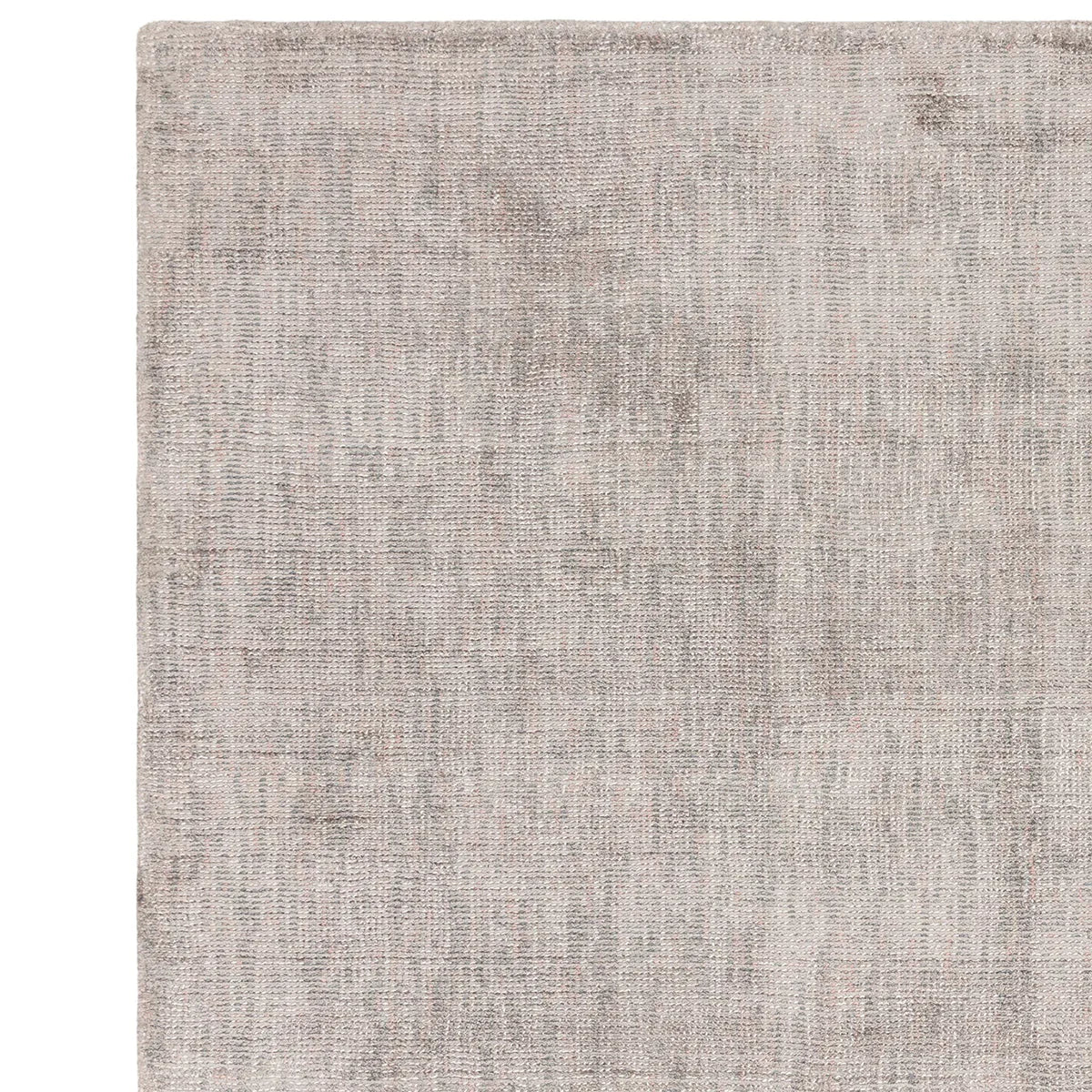 Asiatic Aston Silver Designer Rug featuring distressed textured weave in silver, taupe and cream on white background, wool