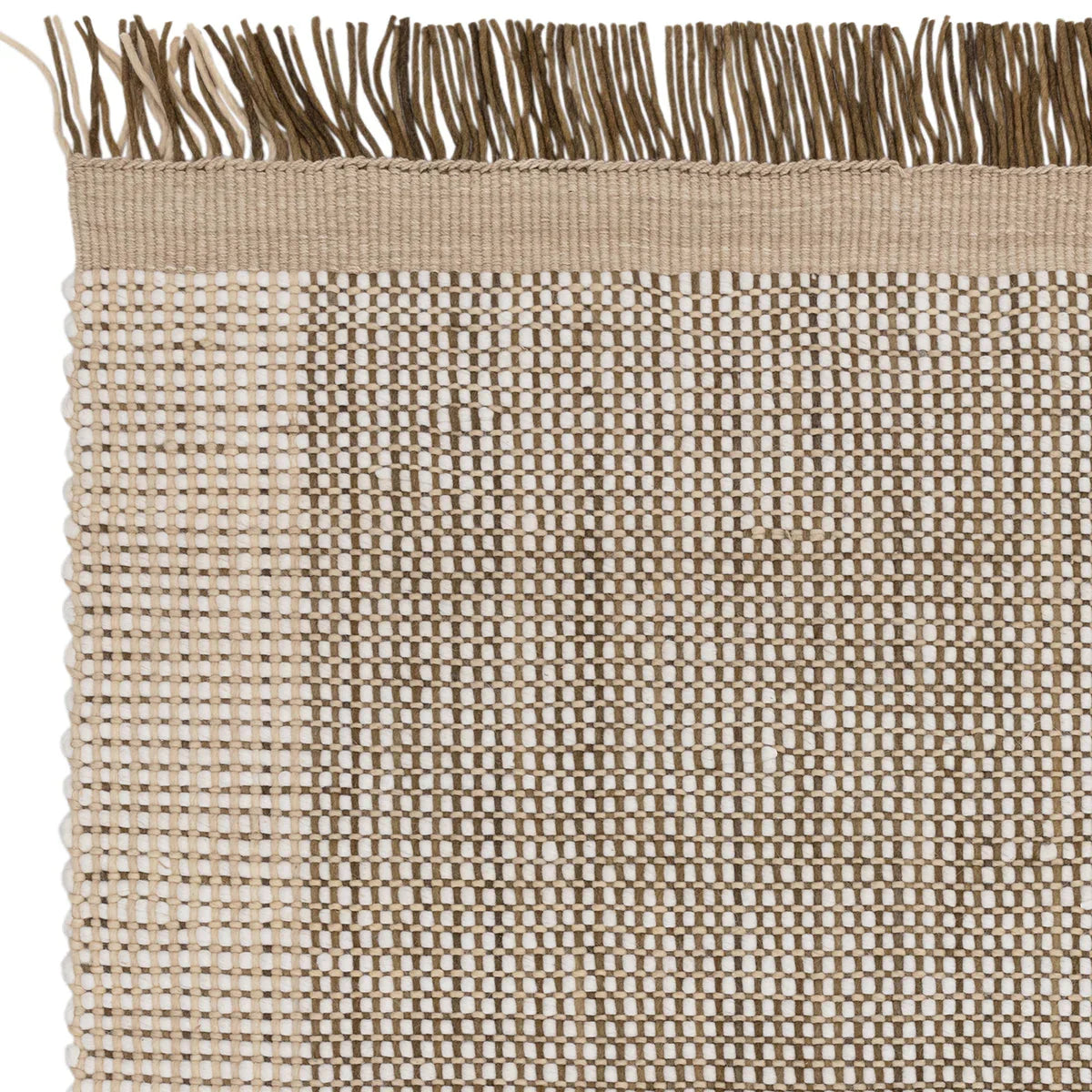 Asiatic Avalon Forest Designer Rug featuring checkered grid in cream, beige and brown on cream field, hand-woven wool