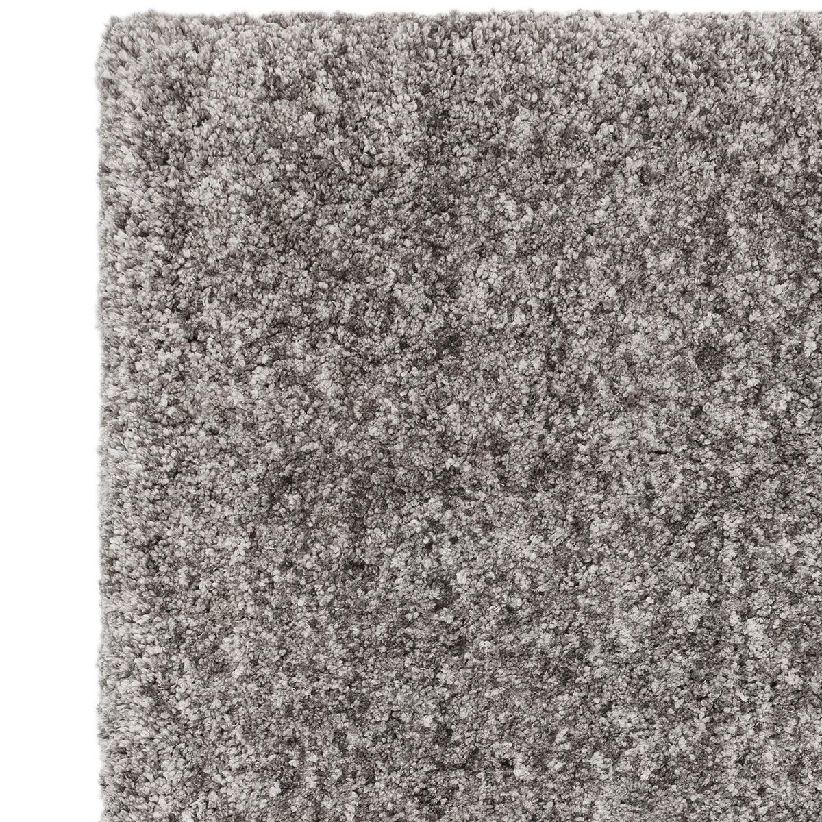Asiatic Barnaby Grey Designer Rug with shaggy texture in charcoal, grey and light grey on white, machine-made polyester