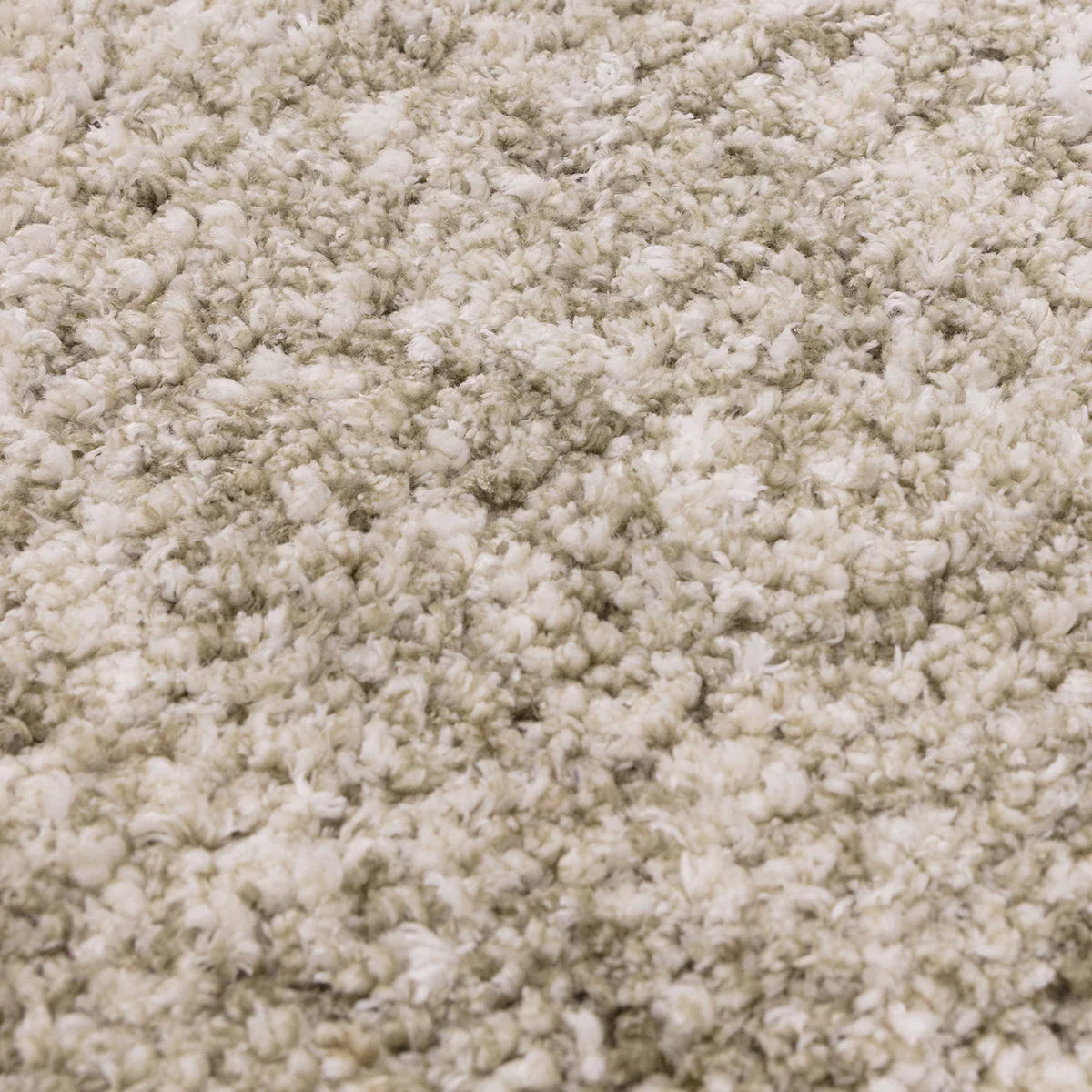 Asiatic Barnaby Sage Designer Rug featuring shaggy pile in cream, beige and taupe on beige background, machine-made wool