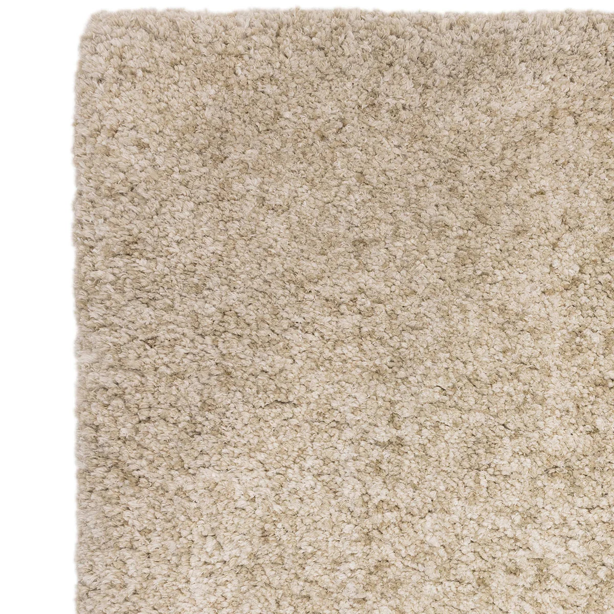 Asiatic Barnaby Sand Designer Rug featuring shag pile in beige, taupe and cream on white background, machine-made wool