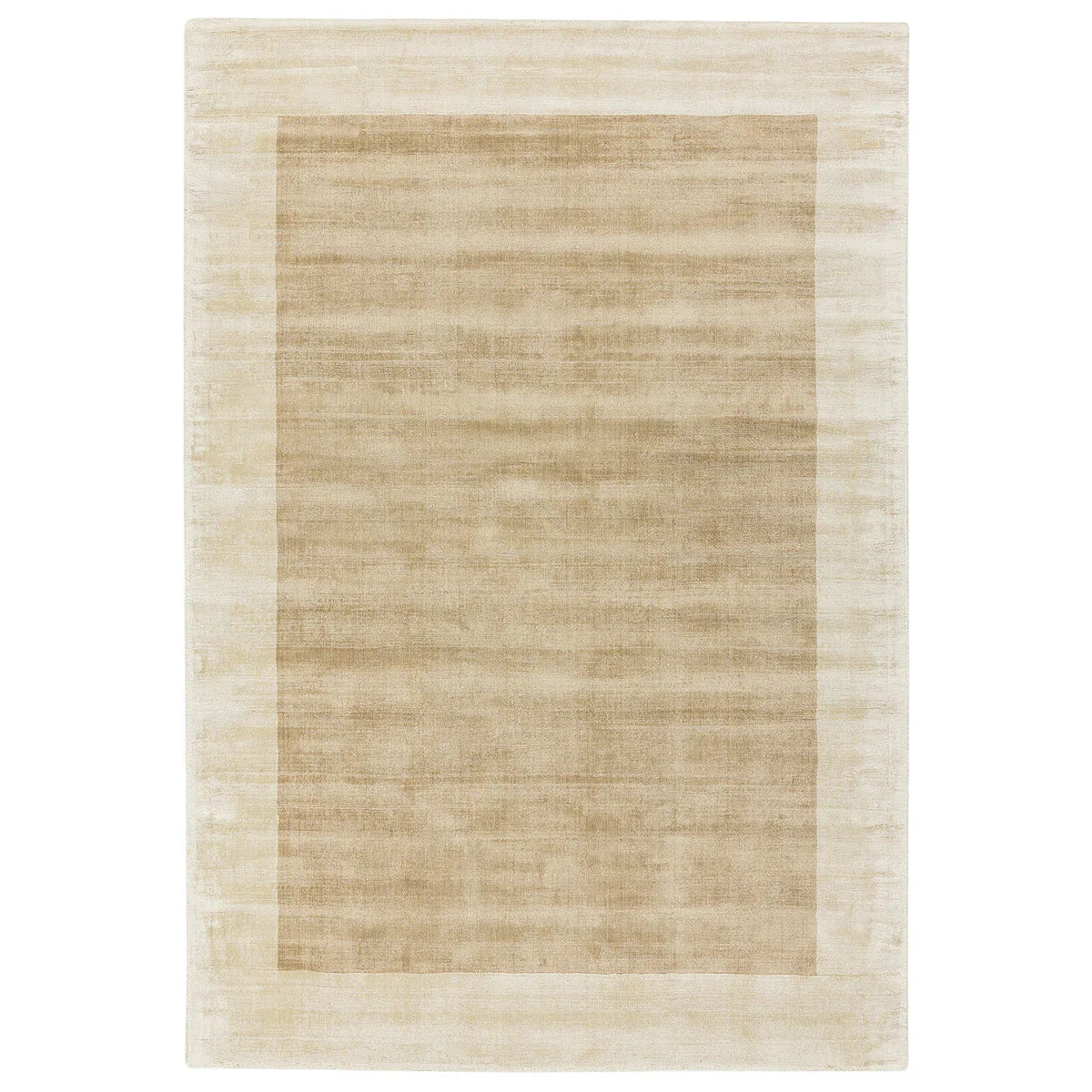 Asiatic Blade Border Putty Champagne rectangle rug styled in a living room