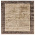 Asiatic Blade Border Choco Mocha Square square rug styled in a living room