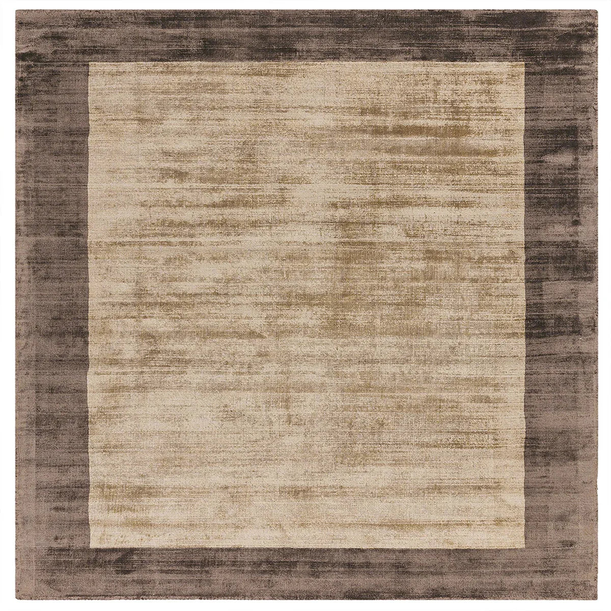 Asiatic Blade Border Choco Mocha Square square rug styled in a living room