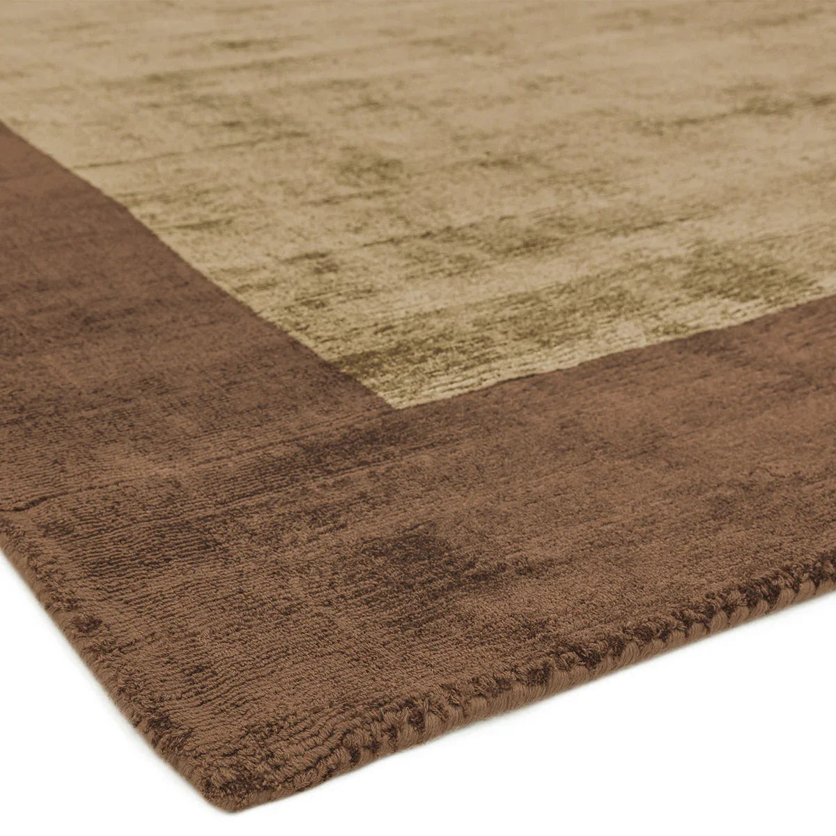 Asiatic Blade Border Choco Mocha Rug blade-border in chocolate brown, mocha and tan on tan background hand-tufted wool