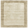 Asiatic Blade Border Smoke Putty Square square rug styled in a living room