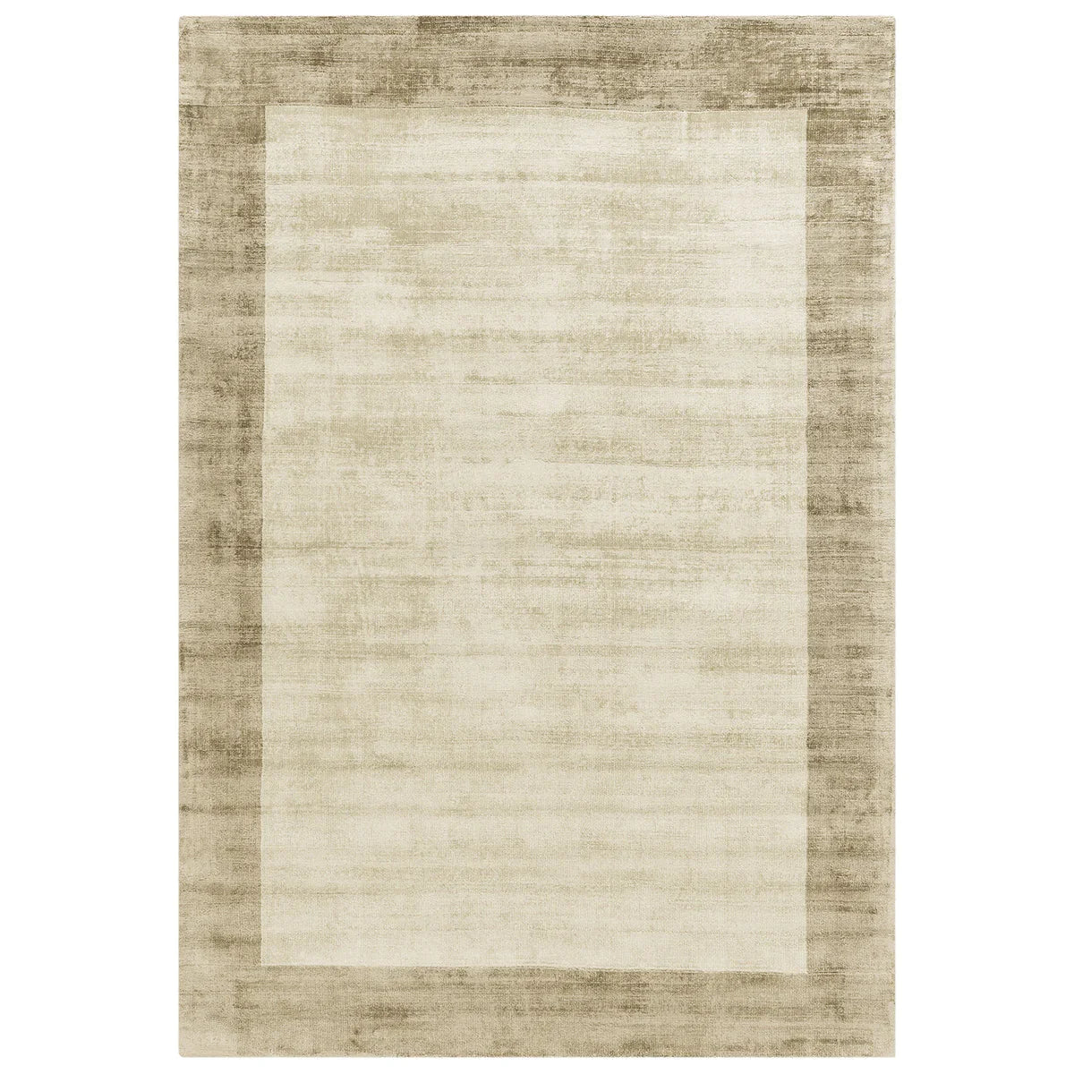 Asiatic Blade Border Smoke Putty rectangle rug styled in a living room