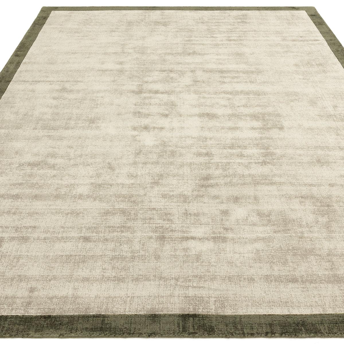 Asiatic Blade Border Sage Olive 05 Designer Rug featuring blade-border in cream, sage & olive on ivory, hand-tufted wool