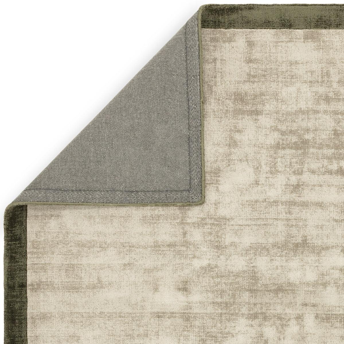 Asiatic Blade Border Sage Olive 05 Designer Rug featuring distressed beige texture in sage/olive on cream bg, loom-woven wool
