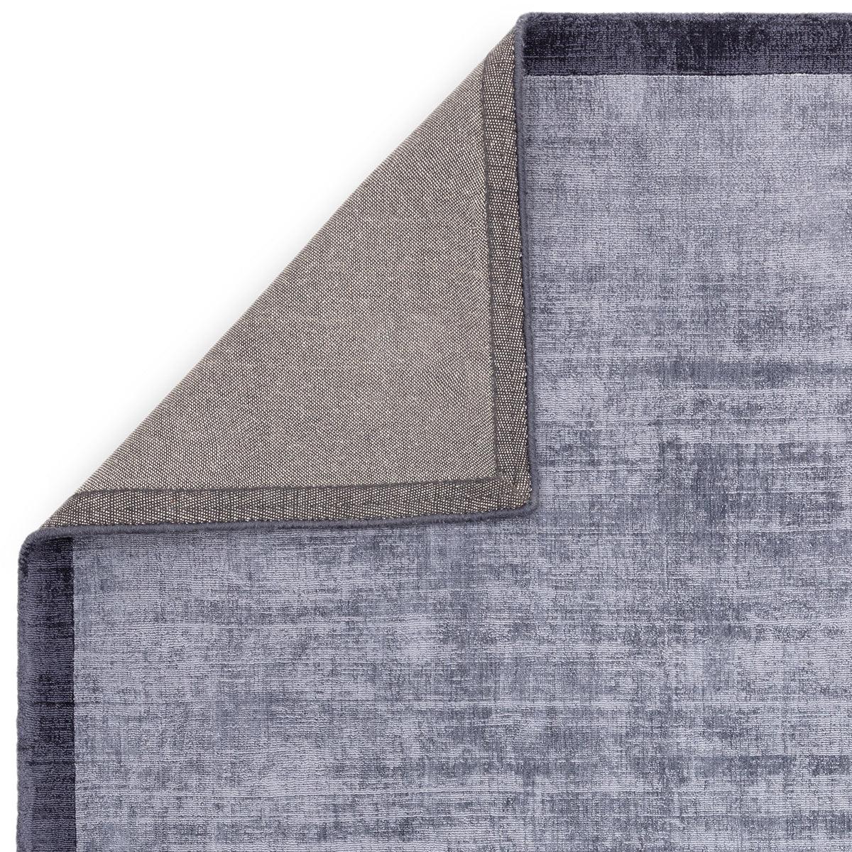 Asiatic Blade Border Airforce Navy 06 Designer Rug featuring blade border in navy on blue-grey field, machine-made wool