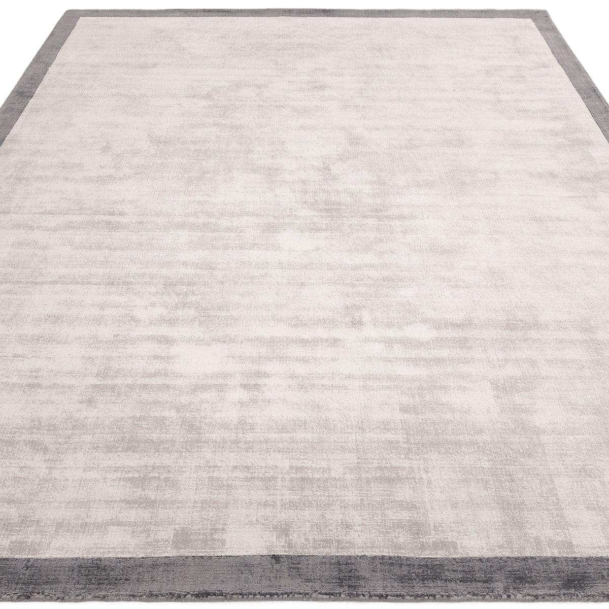 Asiatic Blade Border Silver Grey 08 Rug featuring border pattern in silvery body with slate border on white machine-made wool