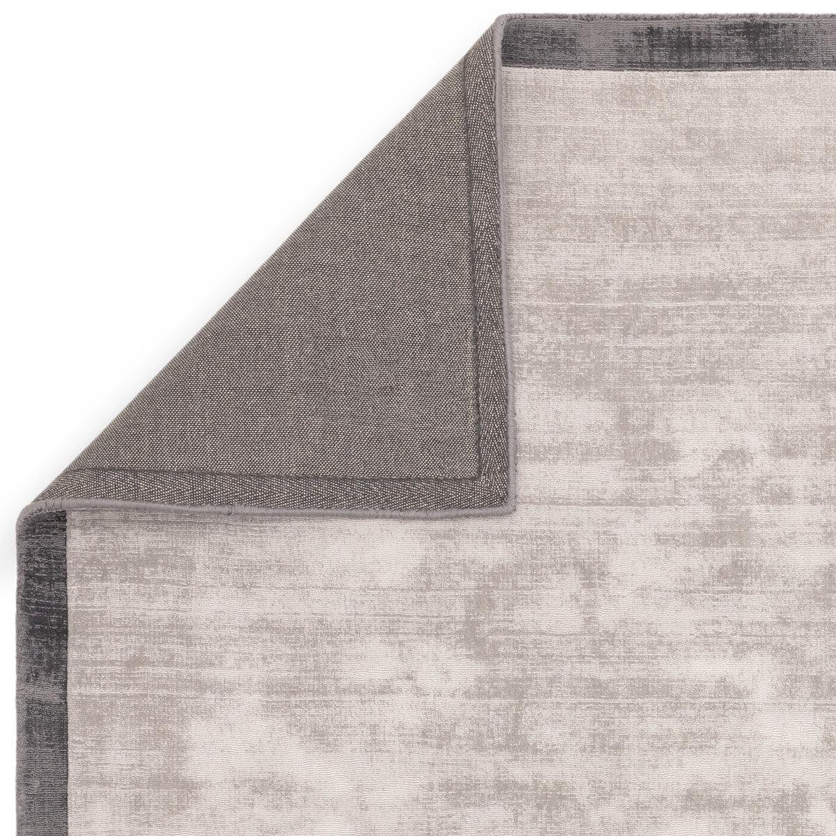 Asiatic Blade Border Silver Grey Rug featuring blade border with charcoal edge on white background, hand-tufted wool
