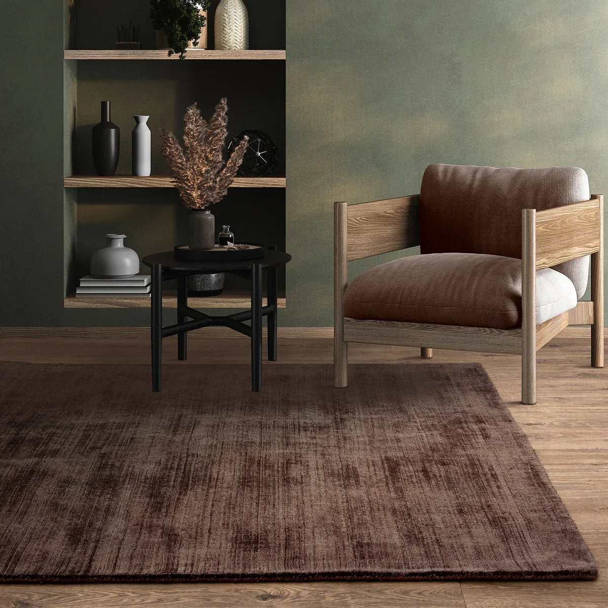 Asiatic Blade Chocolate Designer Rug featuring textured in chocolate brown, mocha and taupe on chestnut powerloomed wool