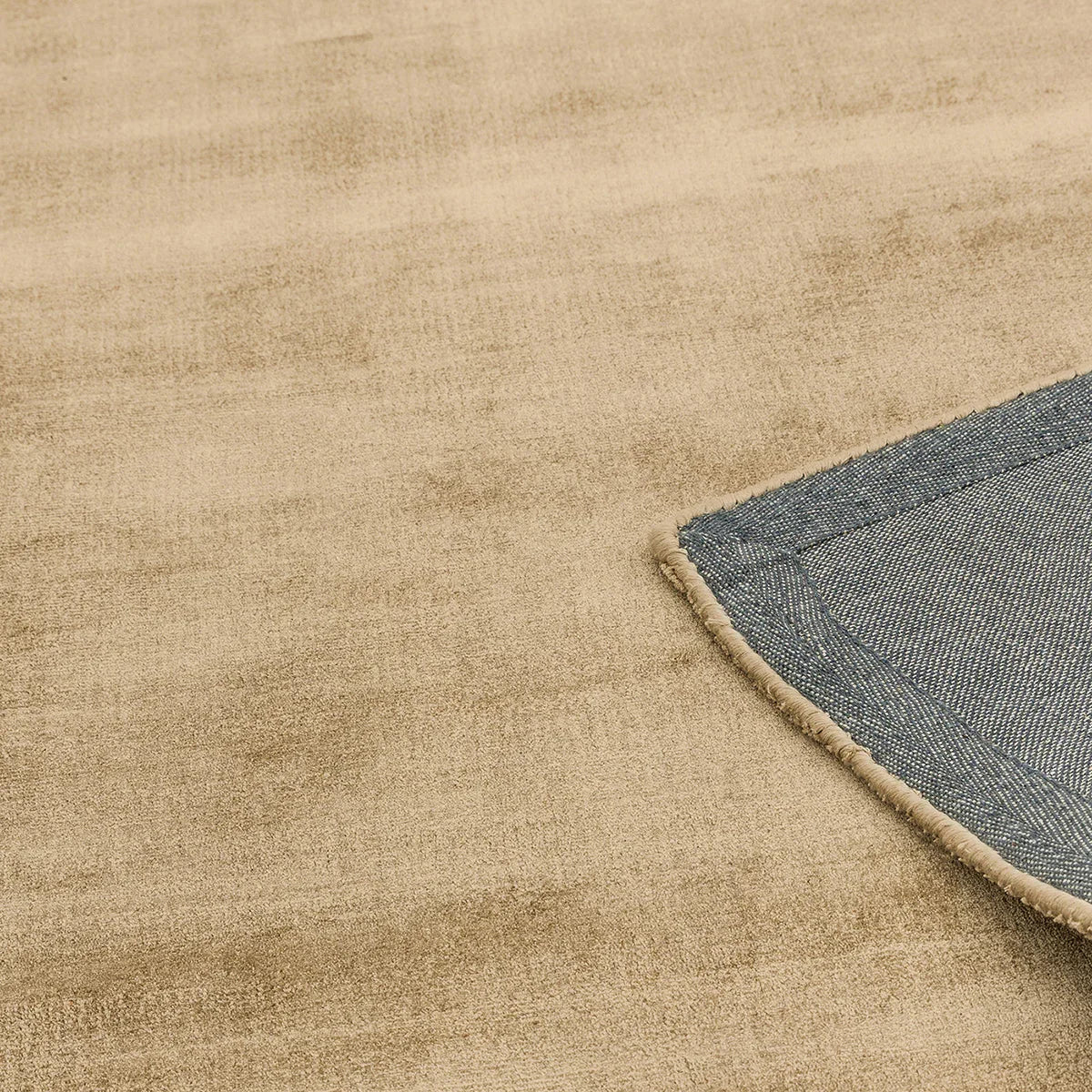 Asiatic Blade Soft Gold Runner featuring texture in soft gold, beige and denim blue on beige, machine-made polypropylene