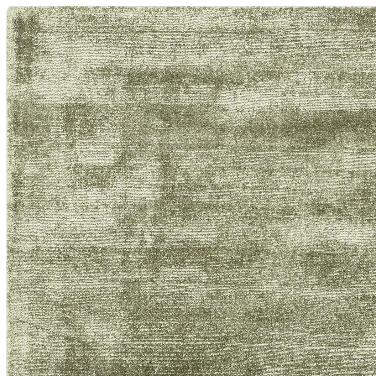 Asiatic Blade Sage Runner Designer Rug distressed style in sage-green, olive and beige on white, power-loomed wool