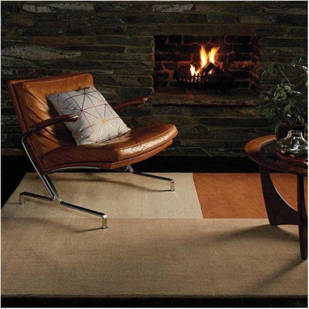 Asiatic Blox Copper Designer Rug featuring block colour pattern in copper, beige and cream on tan background, hand-tufted wool