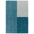 Asiatic Blox Teal rectangle rug styled in a living room