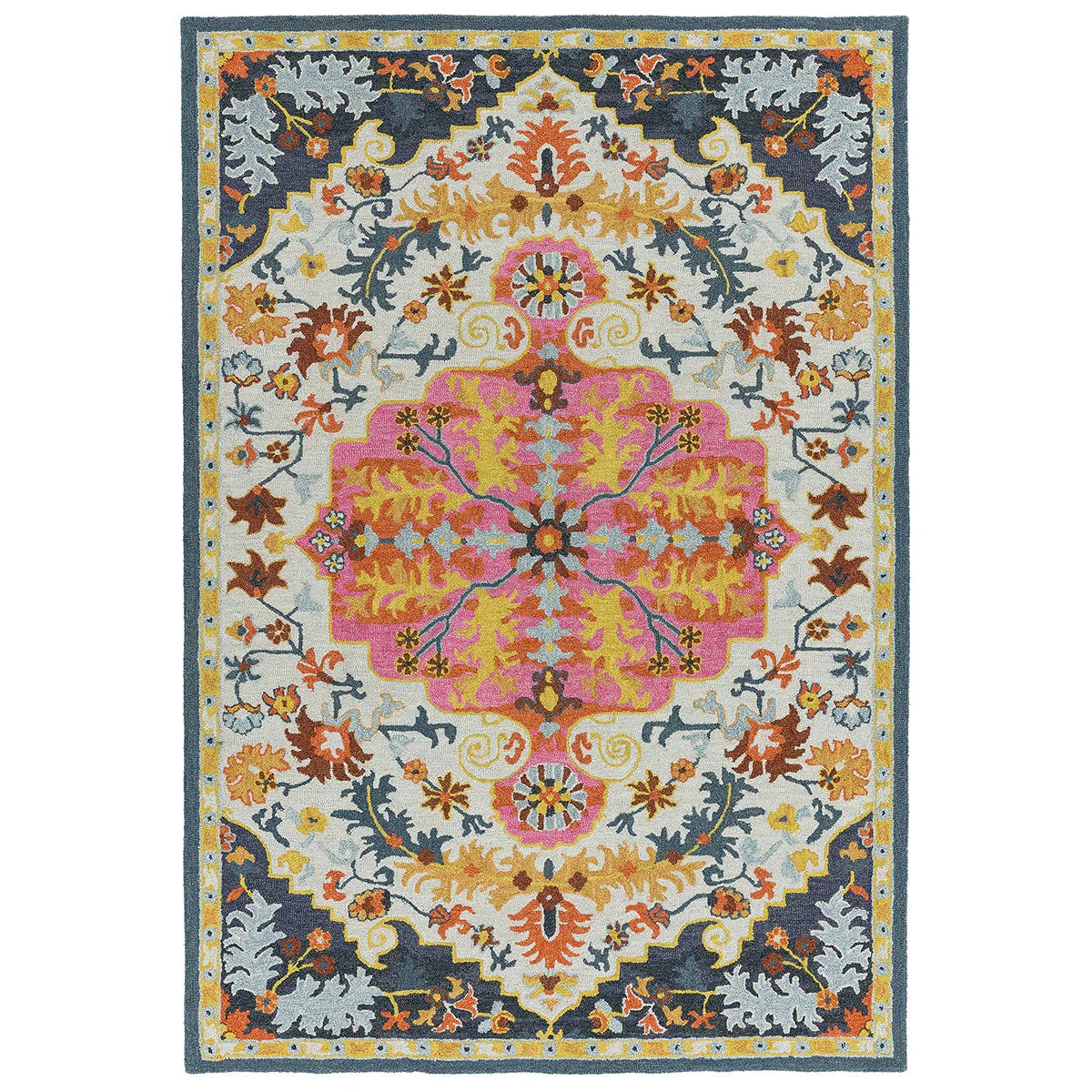 Asiatic Bronte Multi rectangle rug styled in a living room