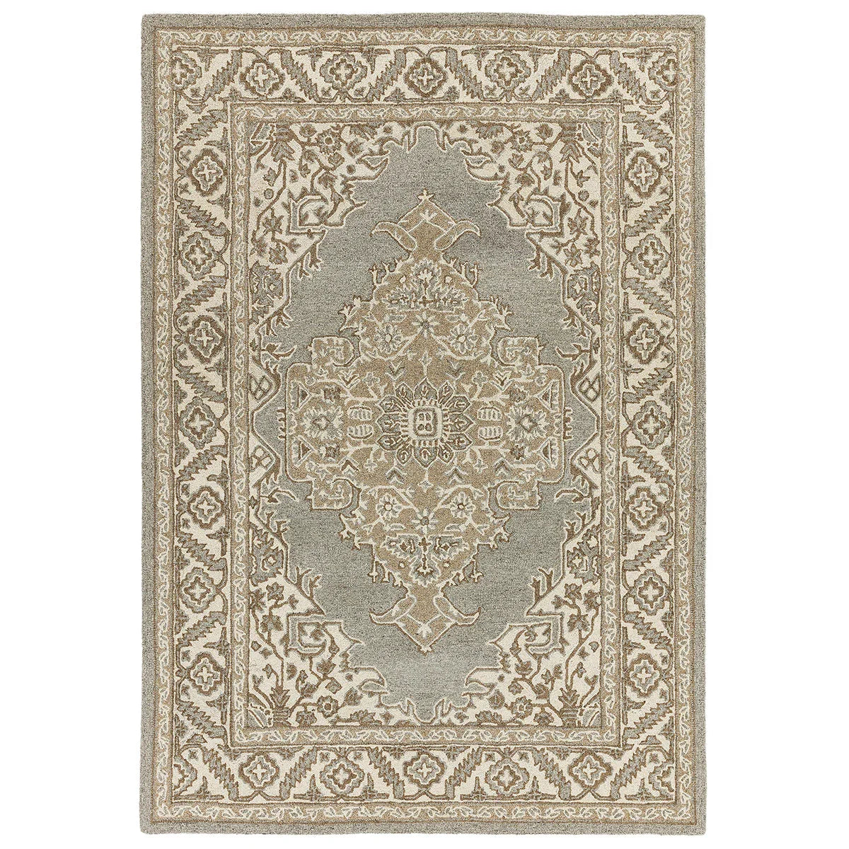 Asiatic Bronte Natural rectangle rug styled in a living room