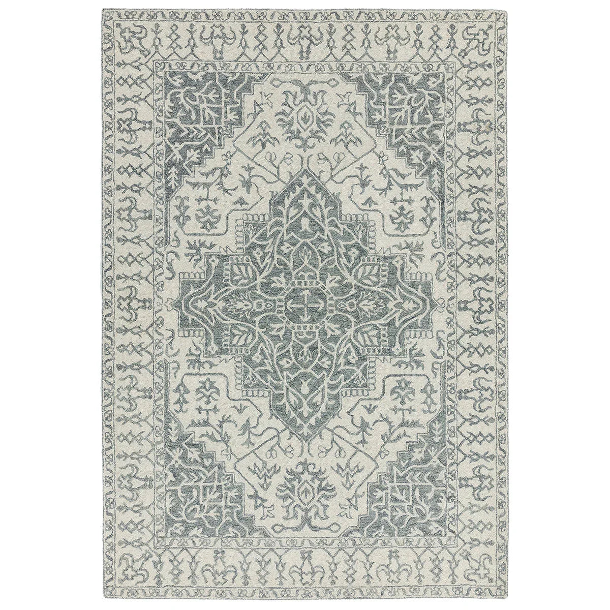 Asiatic Bronte Silver rectangle rug styled in a living room