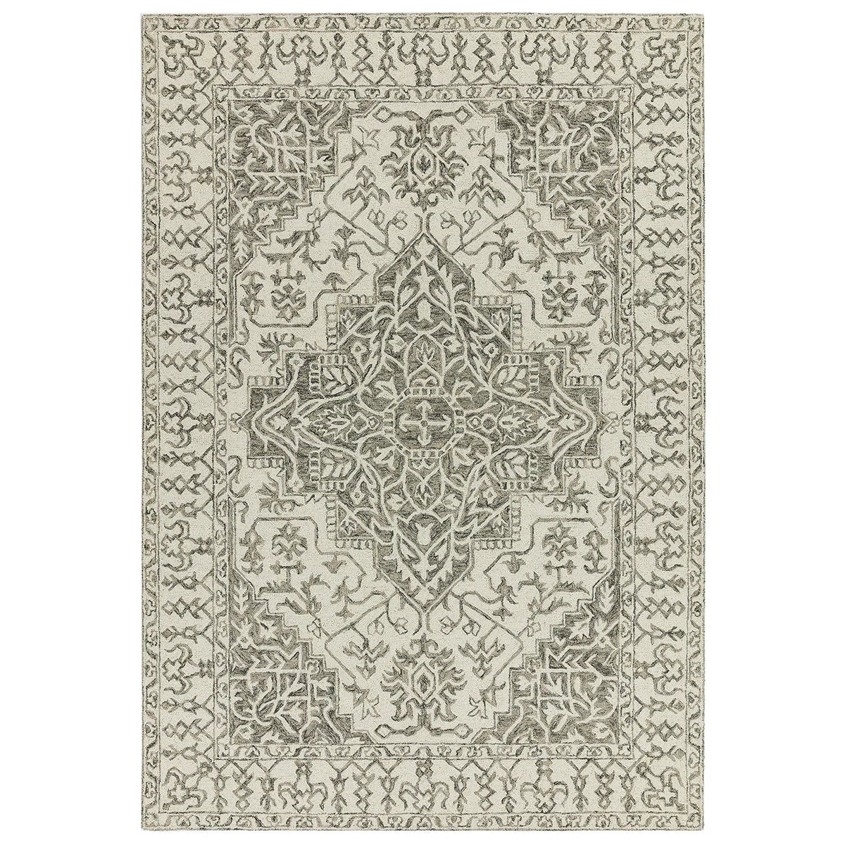 Asiatic Bronte Smoke rectangle rug styled in a living room