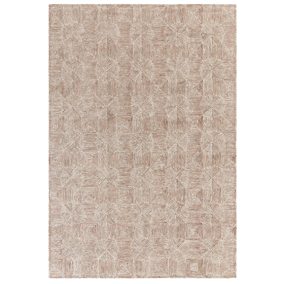 Asiatic Camden Terracotta rectangle rug styled in a living room